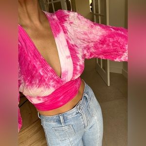 Skylar + Madison Pink & White Tie Dye Top